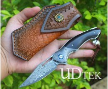 The Smurfs Damascus folding pocket knife UD2106575